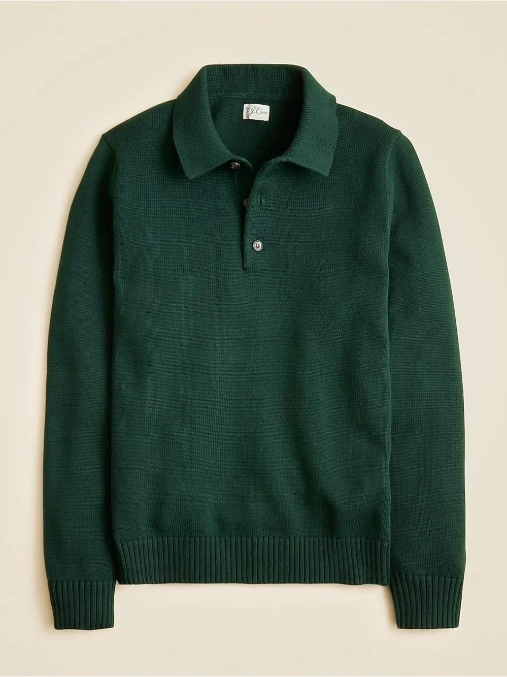 J. Crew Dark Forest Green Knit Polo Sweater